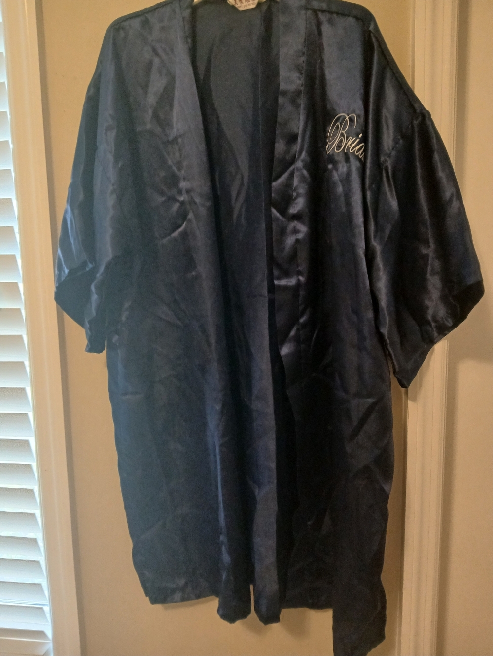 Pre-owned Clean Navy Satin 'Bride' Robe